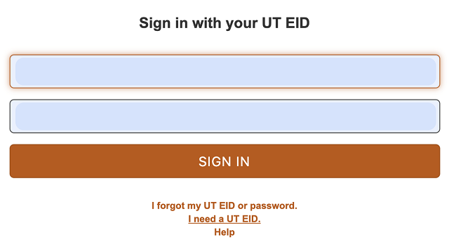 Screenshot of the "Sign in with your UT EID" prompt.