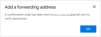 "Add a forwarding address" button screenshot.