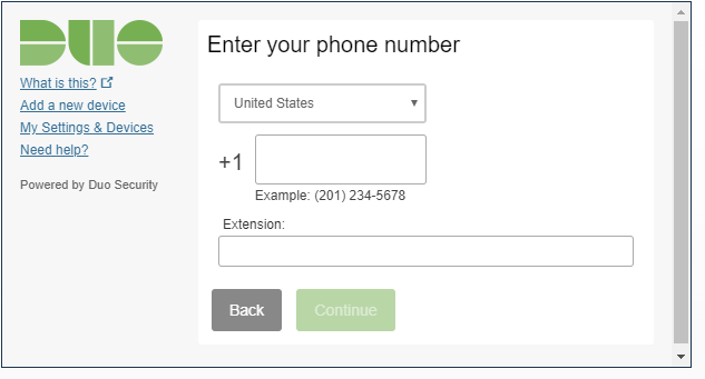 Screenshot of the "Enter your phone number" prompt.